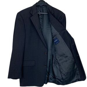Brooks Brothers‎ 42R Super 110 Wool Navy Striped Sport Coat Blazer Jacket